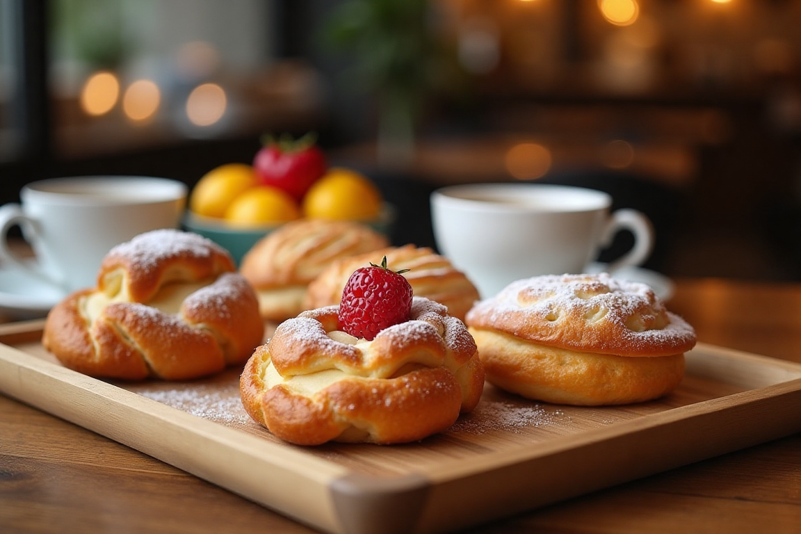 Healthy Italian breakfast with yogurt and fresh fruit.