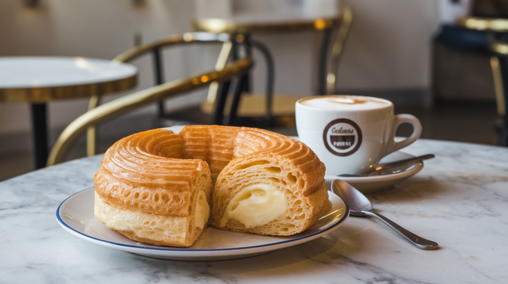 Cornetto with Custard Filling and Cappuccino