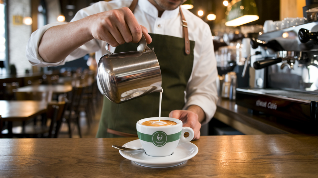 Barista Preparing a Cappuccino in Italy