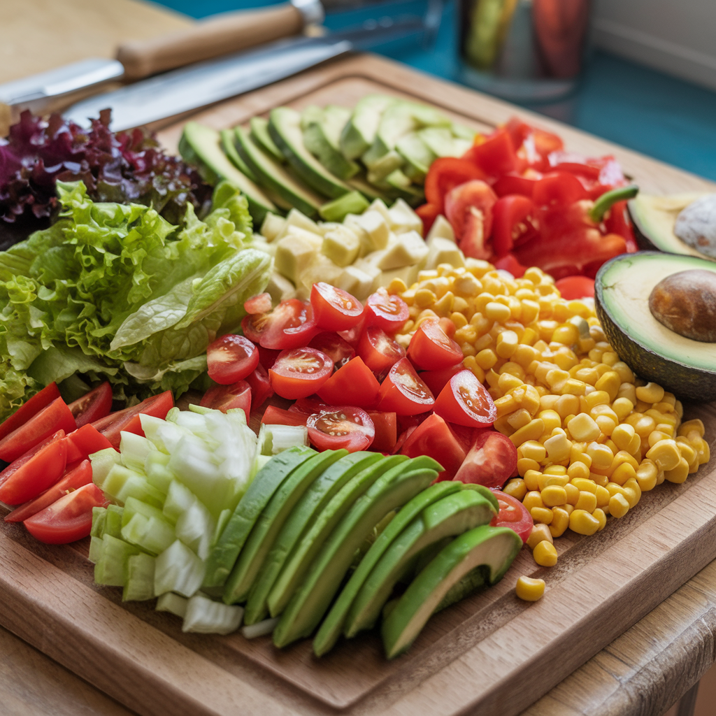 Fresh ingredients for a Mexican salad.