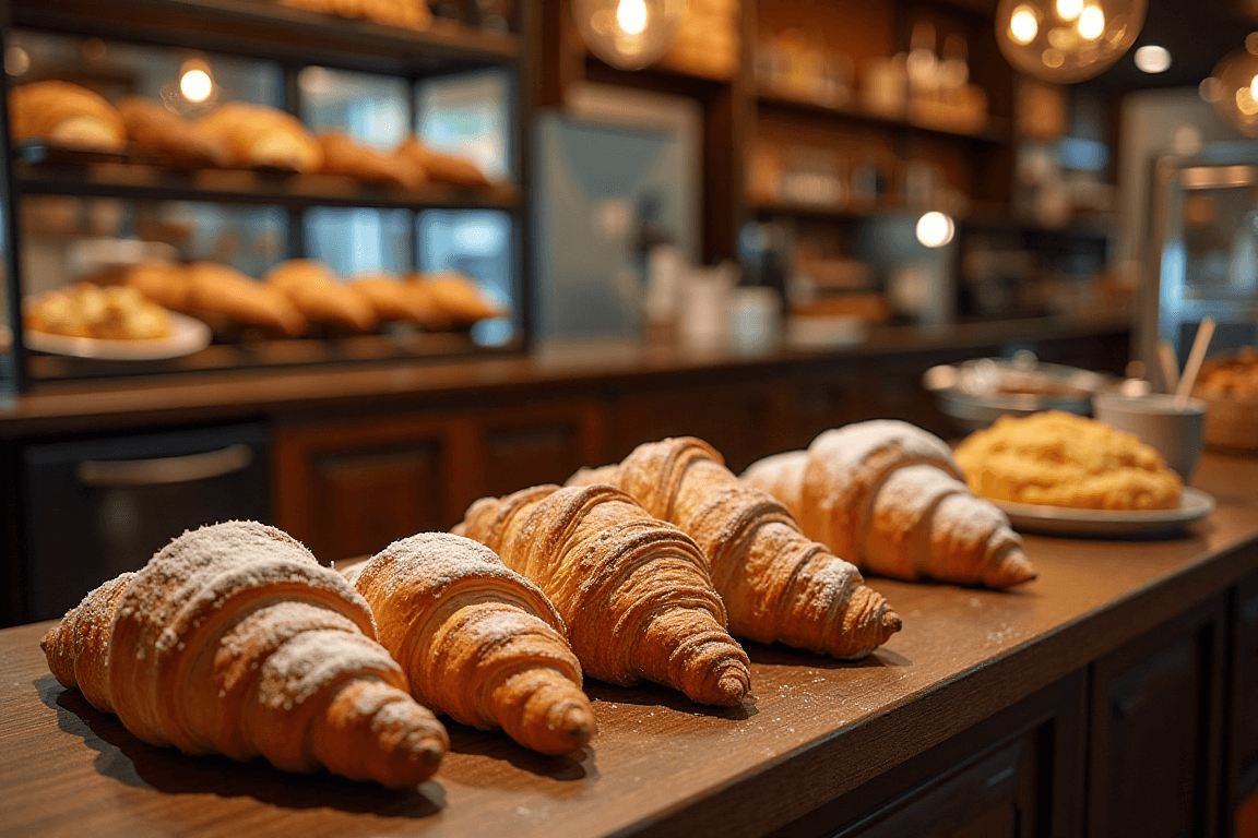 Croissant vs CornettoA croissant and a cornetto side by side on a plate.