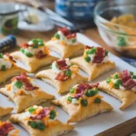 Step-by-step assembly of Iowa Party Bites with crescent roll dough and savory filling