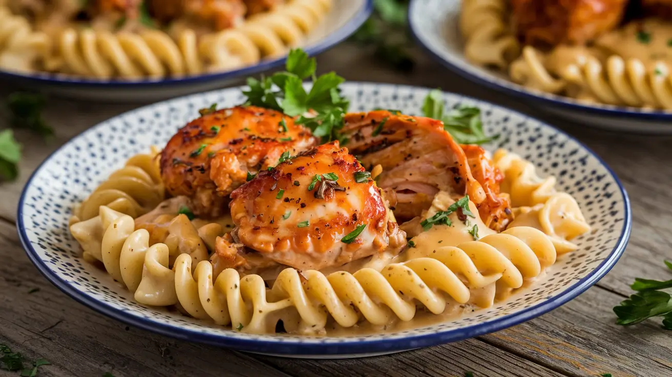 Creamy Honey Pepper Chicken Mac and Cheese Delight served on a plate