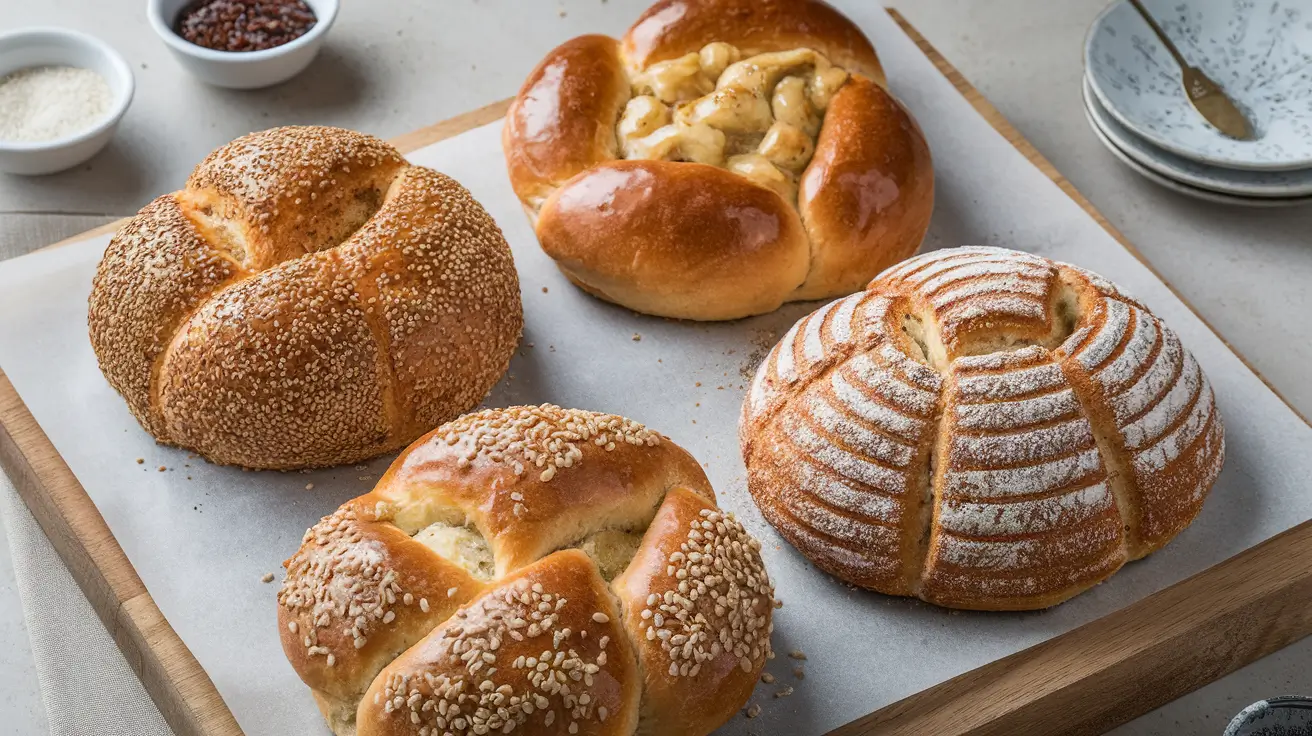 Three variations of Turkish milk bread in a pan.