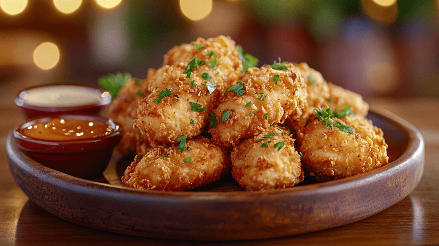 Golden Crack Chicken Tenders with dipping sauces.